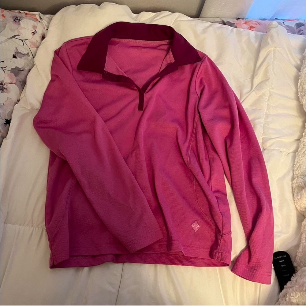 Pinkish purple collared long sleeve.